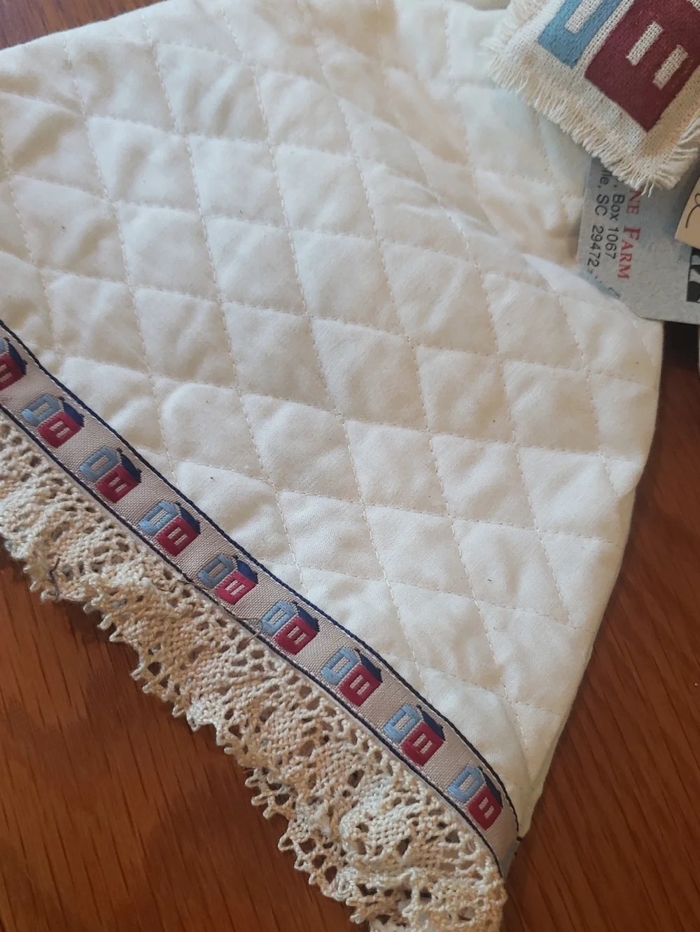 NWT Wine Bottle Cover/ Decor -Handcrafted Cream Angel with House Design